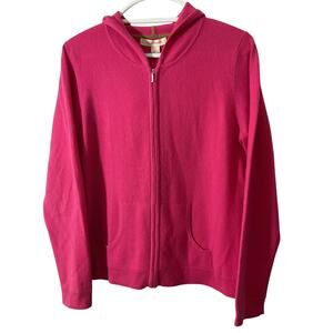 C. Cashmere Medium Zip Up Cashmere Hooded Sweater Pink 2 Ply Cashmere